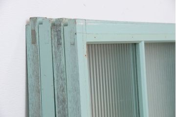 アンティークペイント　古いモールガラス引き戸4枚セット(窓)(2)