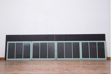 アンティークペイント　古いモールガラス引き戸4枚セット(窓)(2)