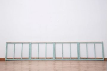 アンティークペイント　古いモールガラス引き戸4枚セット(窓)(2)