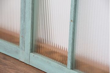 アンティークペイント　古いモールガラス引き戸4枚セット(窓)(2)