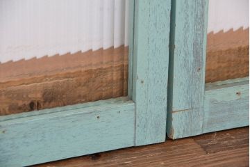 アンティークペイント　古いモールガラス引き戸4枚セット(窓)(2)