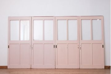 アンティーク　ペンキの剥げた背の高いガラス戸4枚セット(引き戸)