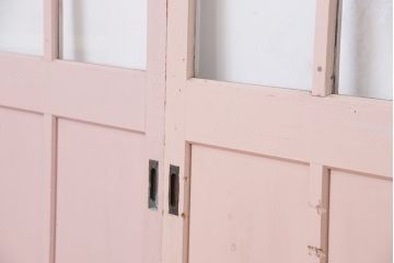 アンティーク　ペンキの剥げた背の高いガラス戸4枚セット(引き戸)