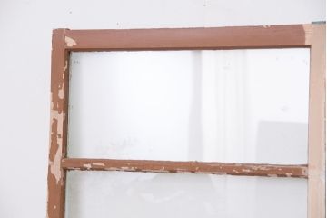 アンティーク建具　ペンキの剥げた風合いがシャビーシックなガラス戸2枚セット(引き戸)(R-011555)