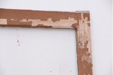 アンティーク建具　ペンキの剥げた風合いがシャビーシックなガラス戸2枚セット(引き戸)(R-011555)