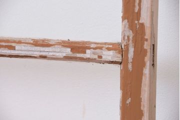 アンティーク建具　ペンキの剥げた風合いがシャビーシックなガラス戸2枚セット(引き戸)(R-011555)
