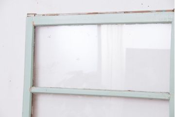 アンティーク建具　ペンキの剥げた風合いがシャビーシックなガラス戸2枚セット(引き戸)(R-011555)