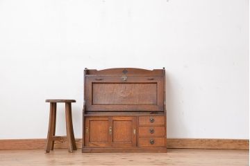 アンティーク家具　アンティーク　古い木のライティングビューロー(簿記机)
