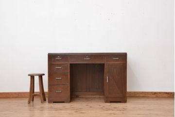 アンティーク家具　アンティーク　カウンターテーブル型の幅広い両袖机