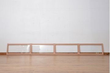 昭和レトロ　シンプルで小さなガラス戸4枚セット(1)(引き戸、明り取り)