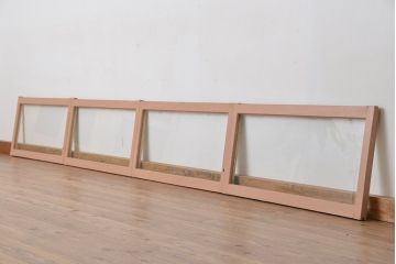 昭和レトロ　シンプルで小さなガラス戸4枚セット(1)(引き戸、明り取り)
