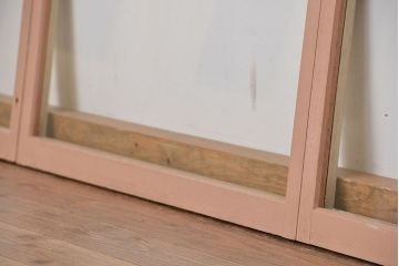 昭和レトロ　シンプルで小さなガラス戸4枚セット(1)(引き戸、明り取り)