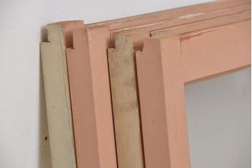 昭和レトロ　シンプルで小さなガラス戸4枚セット(1)(引き戸、明り取り)