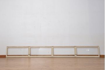 昭和レトロ　シンプルで小さなガラス戸4枚セット(1)(引き戸、明り取り)