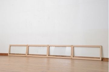 昭和レトロ　シンプルで小さなガラス戸4枚セット(2)(引き戸、明り取り)