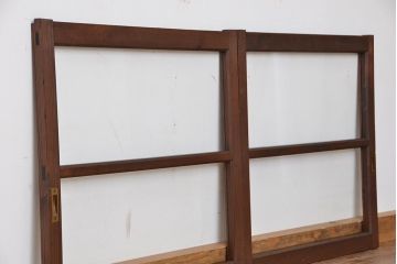 昭和レトロ　小振りなガラス戸2枚セット(引き戸)