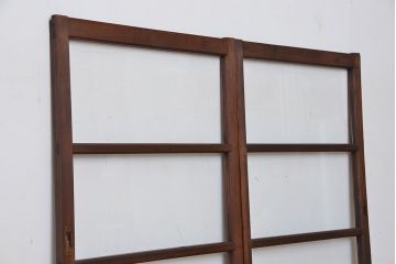 昭和レトロ　縦長ガラス戸2枚(引き戸)