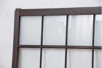 アンティーク　マス目格子ガラス戸2枚(引き戸)