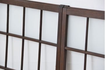 アンティーク　マス目格子ガラス戸2枚(引き戸)