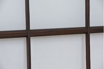アンティーク　マス目格子ガラス戸2枚(引き戸)