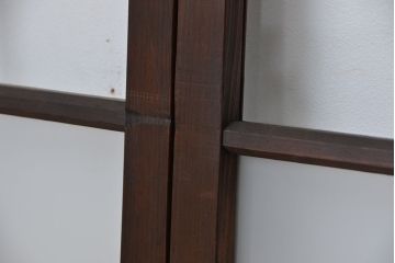 アンティーク　マス目格子ガラス戸2枚(引き戸)
