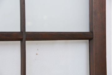 アンティーク　マス目格子ガラス戸2枚(引き戸)