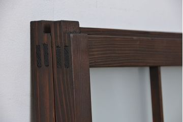 アンティーク　マス目格子ガラス戸2枚(引き戸)