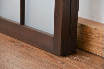 アンティーク　マス目格子ガラス戸2枚(引き戸)