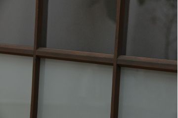 アンティーク　マス目格子ガラス戸2枚(引き戸)