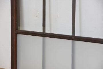 アンティーク　マス目格子ガラス戸2枚(引き戸)