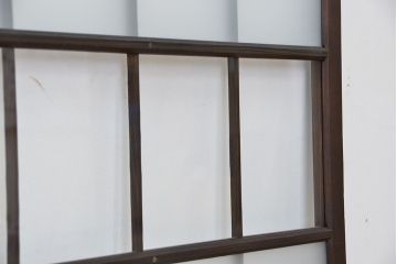 アンティーク　マス目格子ガラス戸2枚(引き戸)