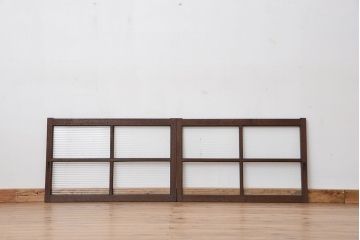 アンティーク　古い木のシックなモールガラス引き戸2枚セット?(ガラス戸、窓)