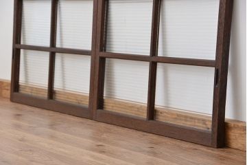 アンティーク　古い木のシックなモールガラス引き戸2枚セット?(ガラス戸、窓)