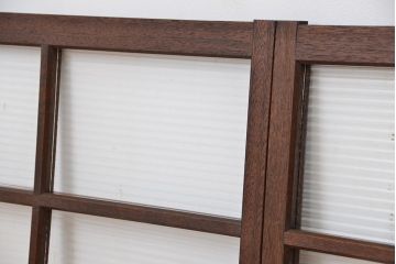 アンティーク　古い木のシックなモールガラス引き戸2枚セット?(ガラス戸、窓)