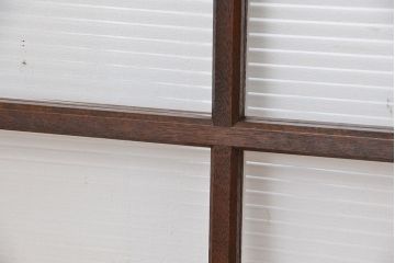 アンティーク　古い木のシックなモールガラス引き戸2枚セット?(ガラス戸、窓)