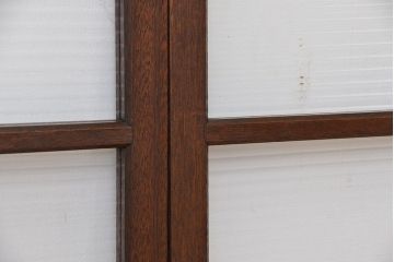 アンティーク　古い木のシックなモールガラス引き戸2枚セット?(ガラス戸、窓)