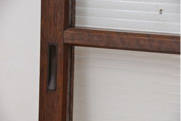 アンティーク　古い木のシックなモールガラス引き戸2枚セット?(ガラス戸、窓)