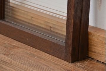 アンティーク　古い木のシックなモールガラス引き戸2枚セット?(ガラス戸、窓)