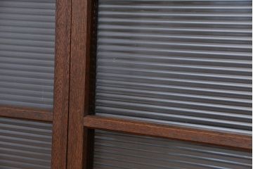 アンティーク　古い木のシックなモールガラス引き戸2枚セット?(ガラス戸、窓)