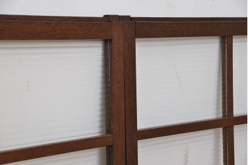 アンティーク　古い木のシックなモールガラス引き戸2枚セット?(ガラス戸、窓)