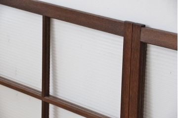 アンティーク　古い木のシックなモールガラス引き戸2枚セット?(ガラス戸、窓)