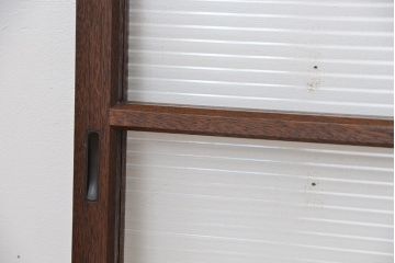 アンティーク　古い木のシックなモールガラス引き戸2枚セット?(ガラス戸、窓)
