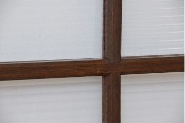 アンティーク　古い木のシックなモールガラス引き戸2枚セット?(ガラス戸、窓)