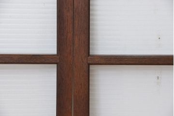 アンティーク　古い木のシックなモールガラス引き戸2枚セット?(ガラス戸、窓)