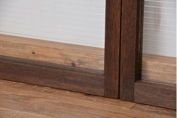 アンティーク　古い木のシックなモールガラス引き戸2枚セット?(ガラス戸、窓)