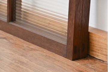 アンティーク　古い木のシックなモールガラス引き戸2枚セット?(ガラス戸、窓)