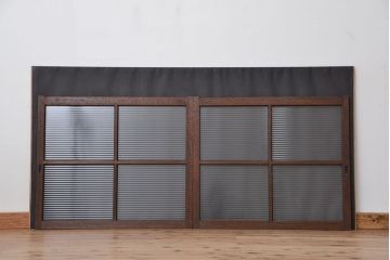 アンティーク　古い木のシックなモールガラス引き戸2枚セット?(ガラス戸、窓)