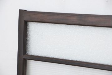アンティーク　古い木のダイヤガラス、モールガラスの引き戸1枚(ガラス戸、窓)