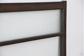 アンティーク　古い木のダイヤガラス、モールガラスの引き戸1枚(ガラス戸、窓)