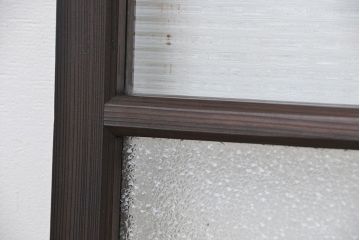 アンティーク　古い木のダイヤガラス、モールガラスの引き戸1枚(ガラス戸、窓)